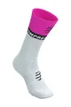 COMPRESSPORT Șosete clasice de ciclism - MID COMPRESSION V2.0 - alb/galben/roz