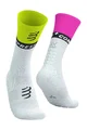 COMPRESSPORT Șosete clasice de ciclism - MID COMPRESSION V2.0 - alb/galben/roz